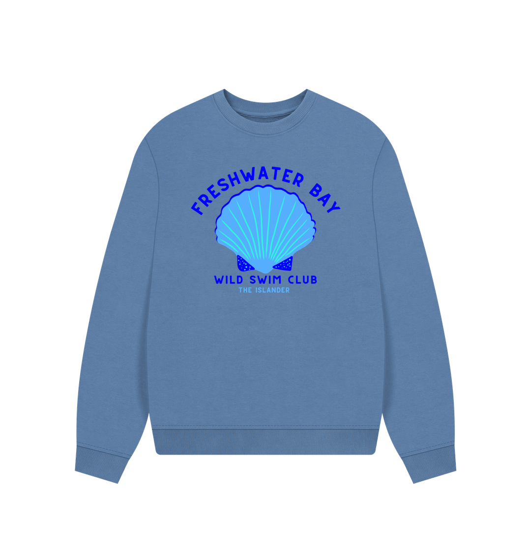 Solent Freshwater Bay - Blue Wild Swim Club - Women's Oversized Style Sweatshirt