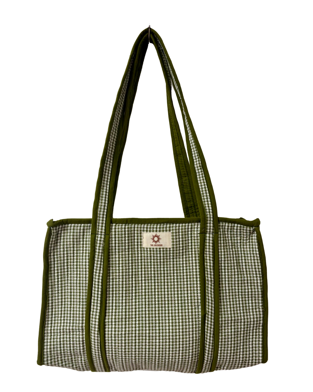 Green Gingham Midi Tote