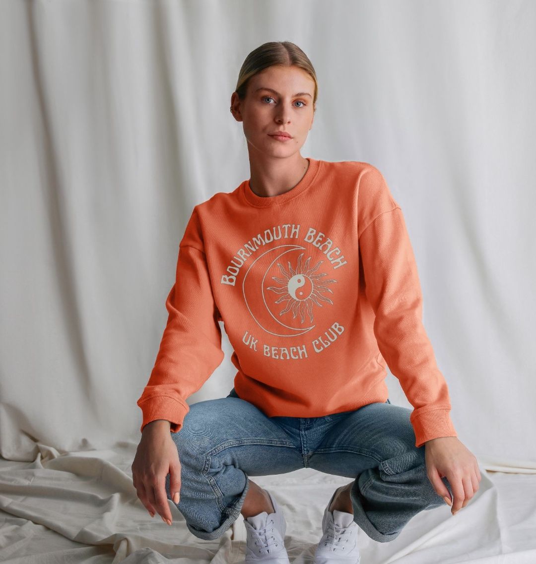 Bournemouth Beach - UK Beach club  - Women's oversized sweatshirt- Sun and Moon design