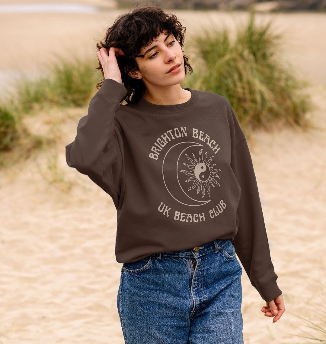 Brighton Beach - UK Beach club  - Women's Oversized style sweatshirt - Sun and Moon design