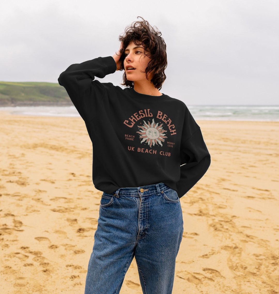 Chesil Beach - UK Beach club  - Women's Oversized style sweatshirt - Dorset Beach