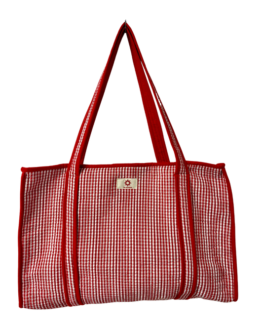 Red Gingham Large Tote Bag