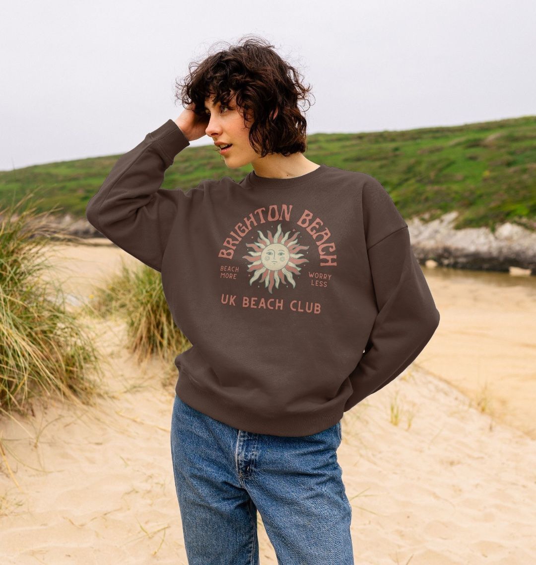 Brighton Beach - UK Beach club - Women's oversized style sweatshirt - Beach More/Worry Less