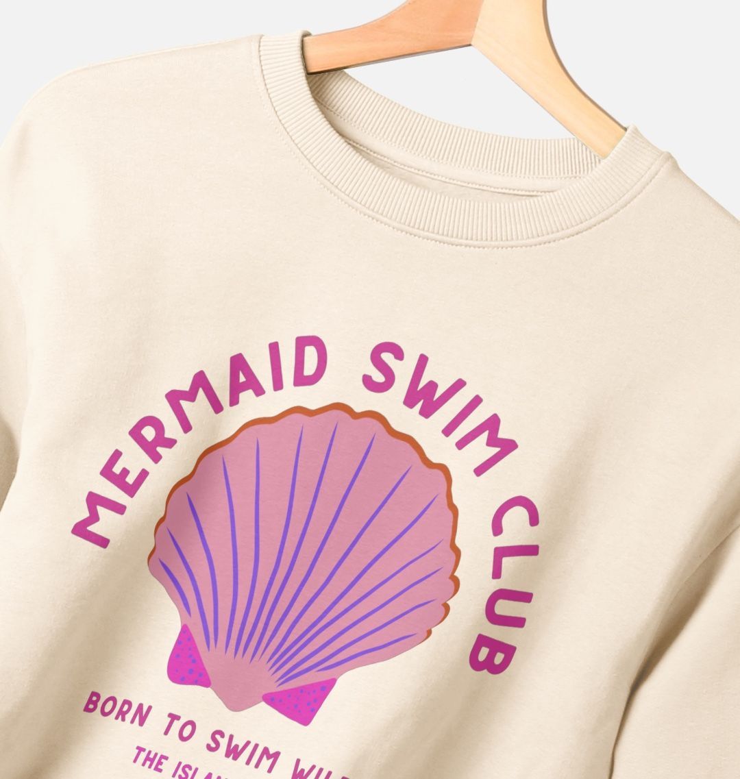 Mermaid Swim Club - Pink Wild Swim Club - Women's Oversized Style Sweatshirt